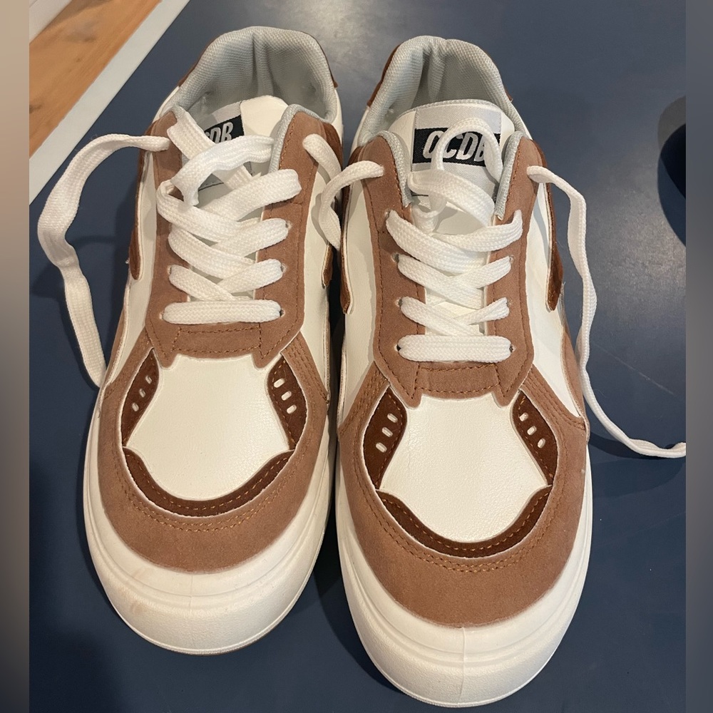 Brown and White sneakers